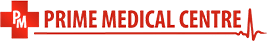 A red and white logo for medical